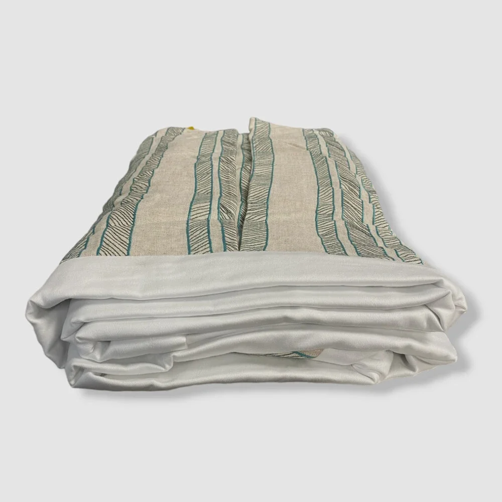 $625 Jane Wilner Designs Blue Aqua Bally Stripe King Dust Skit